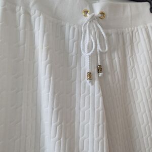 Elegant White Skirt with Gold Accents